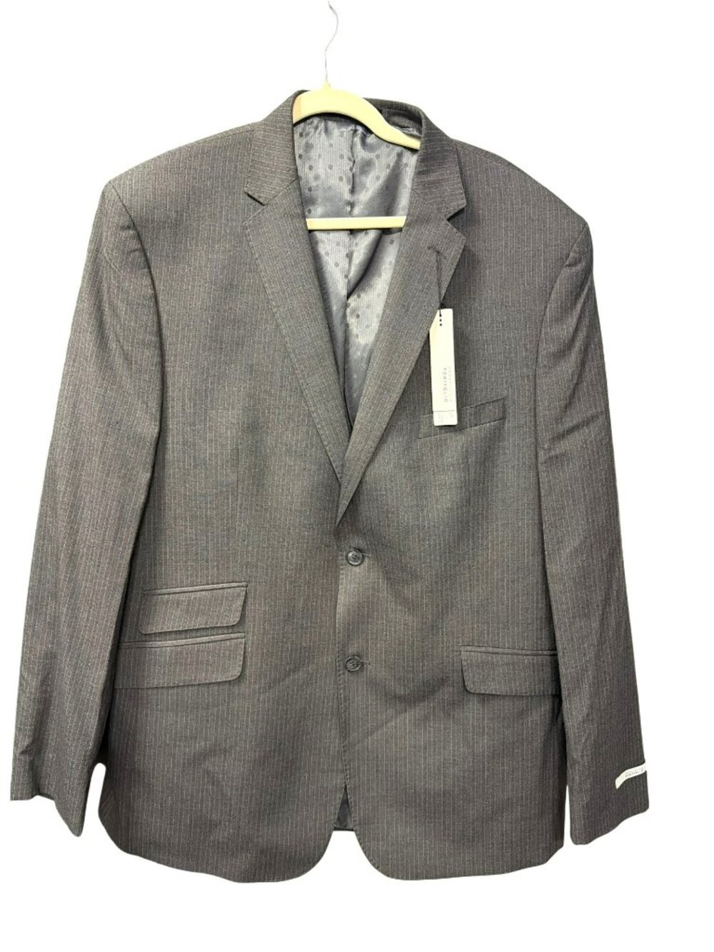 Perry Ellis Portfolio Slim Fit Grey Stripe Suit Jacket Size 48L Comfort Stretch